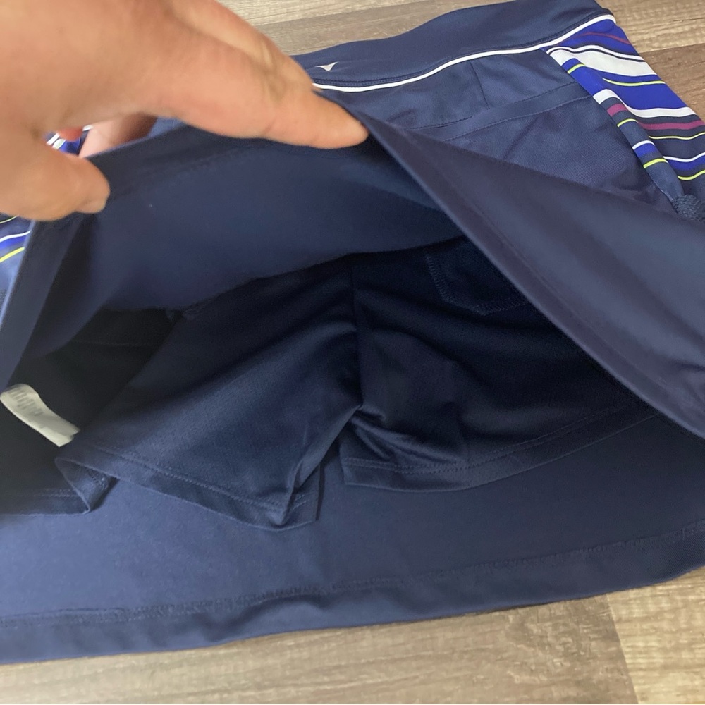 Callaway Women’s Skort Navy Blue Colorful Stripes Side Pockets Size M - Picture 7 of 15